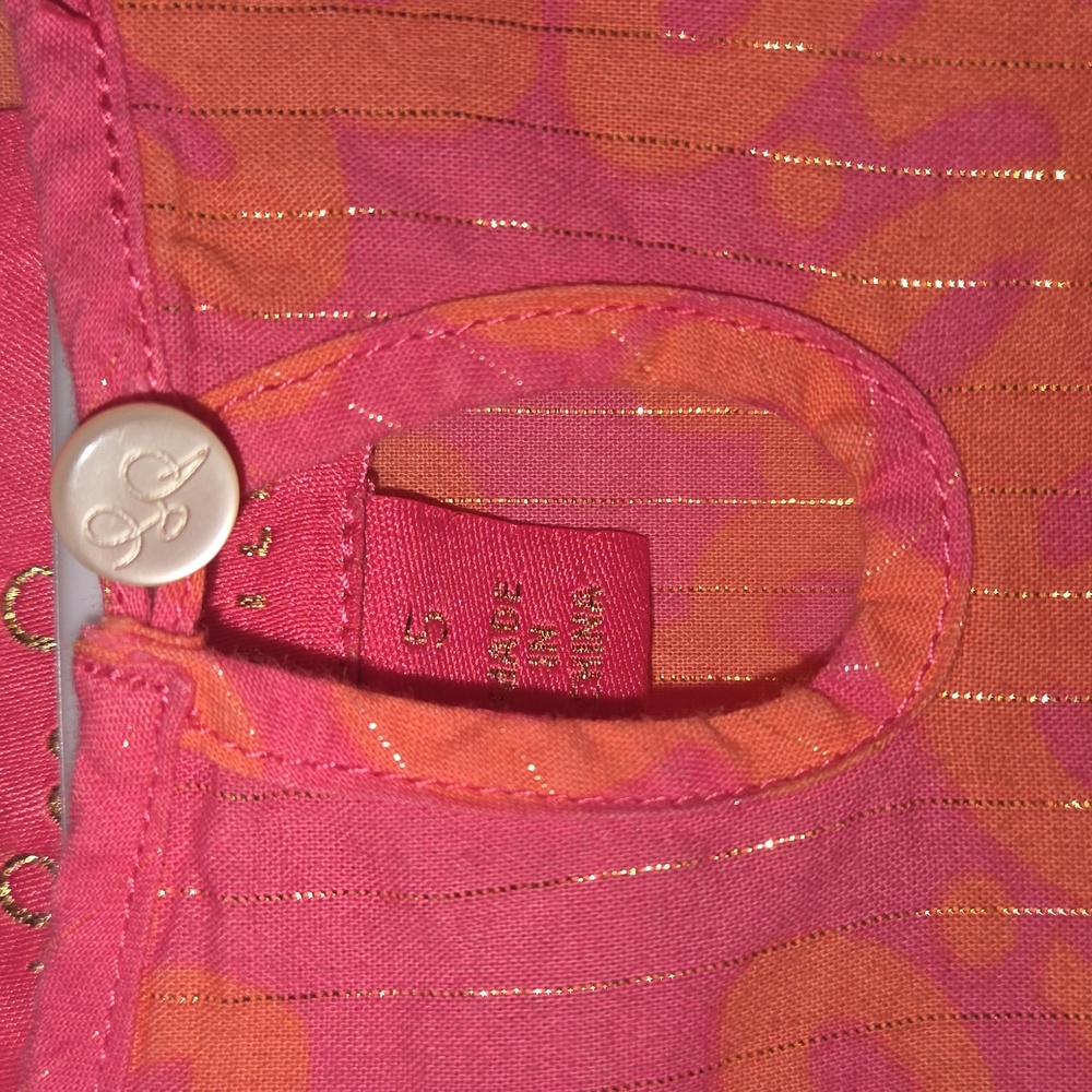 Lilly Pulitzer Pink and Orange With A Gold Sparks Kids Fancy Blouse - Picture 4 of 8